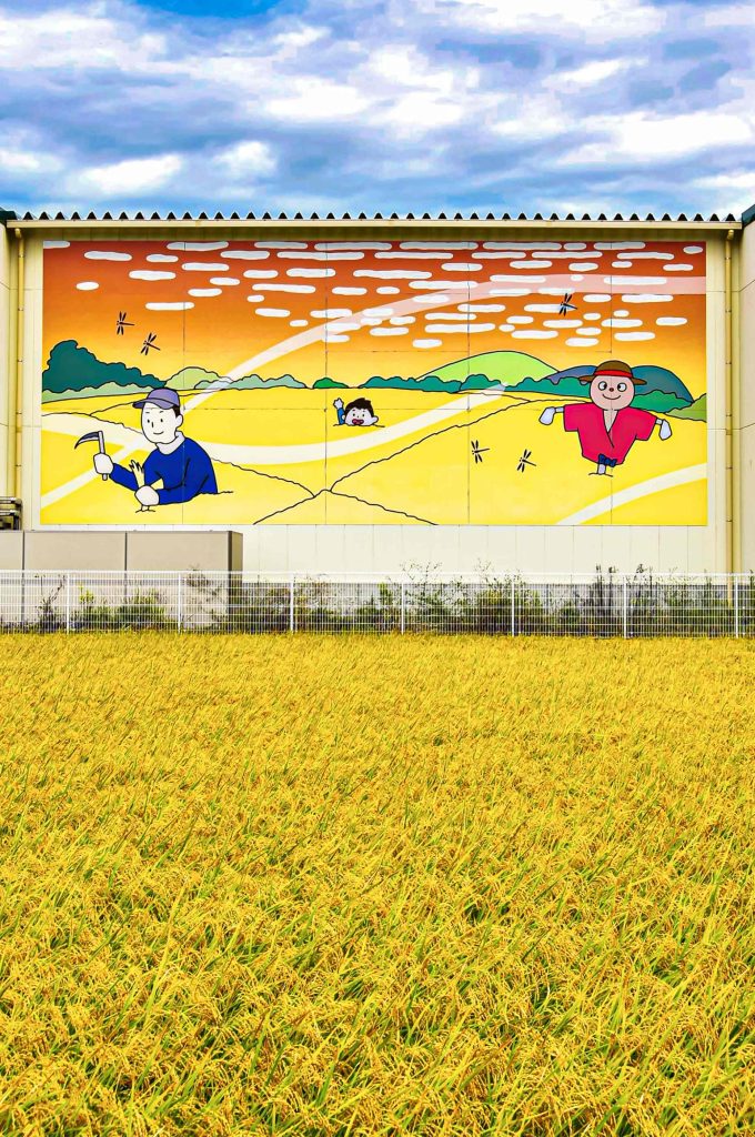 稲刈の絵は秋に借景で完成